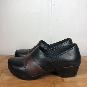 Dansko Womens 39 shoes Black Leather Shoe Tenley Professional Slip On clogs